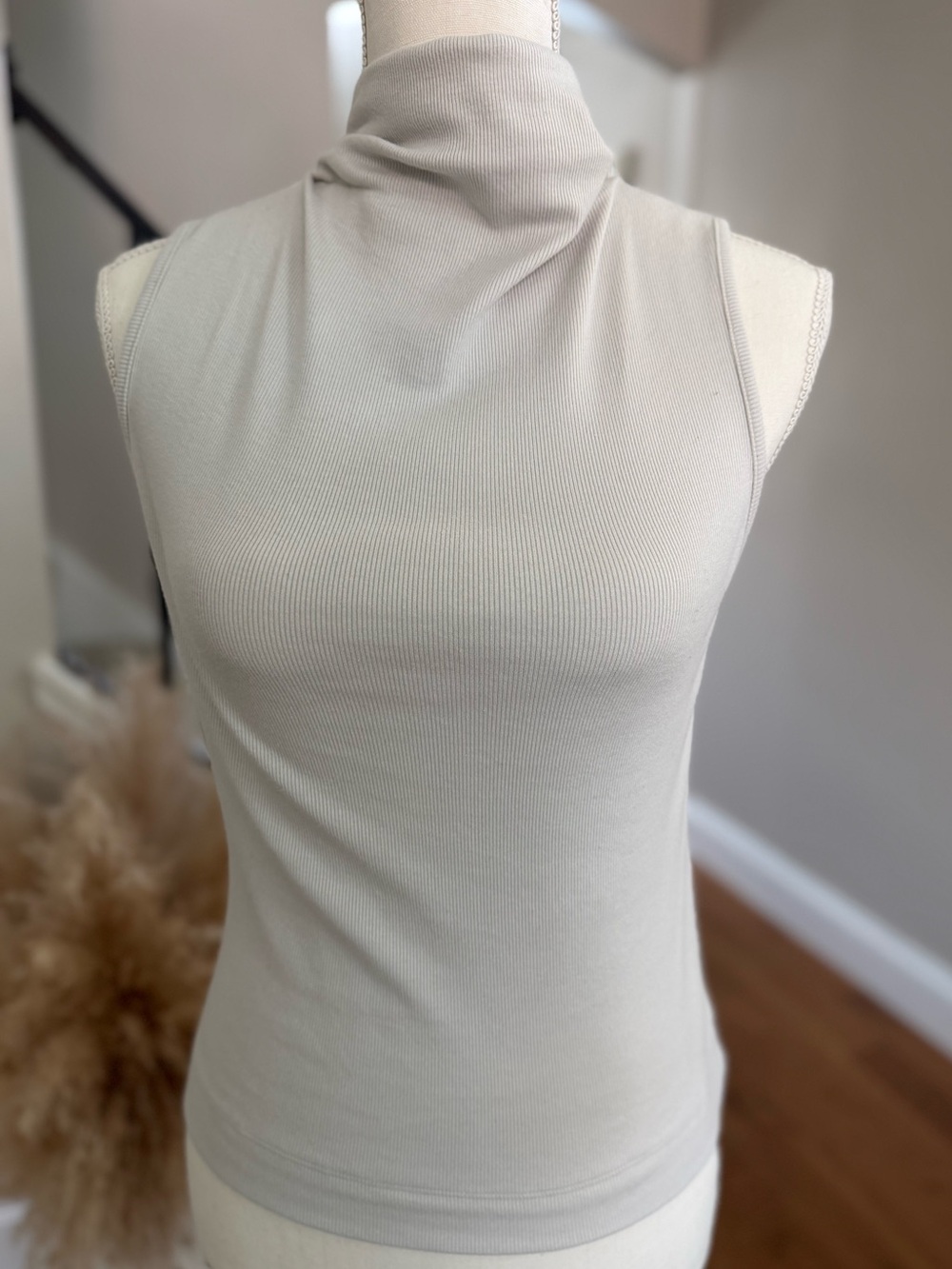 Michael Stars Sleeveless Ribbed Mock Turtleneck